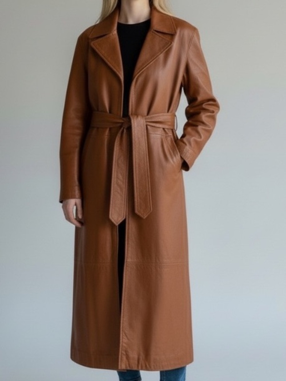 Vintage American Style Brown Leather Belted Trench Coat
Mountain life old money